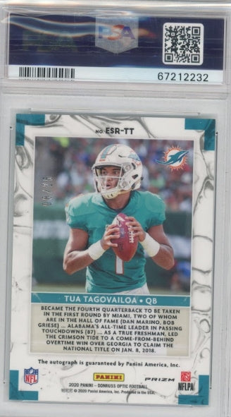 2020 Donruss Optic Tua Tagovailoa Elite Series Rookie Auto Silver 8/25 PSA 10