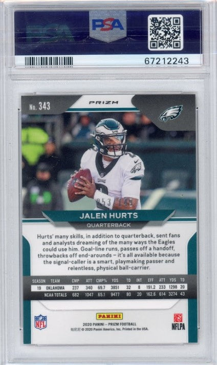 2020 Prizm Jalen Hurts Rookie Red Wave 53/149 Psa 9
