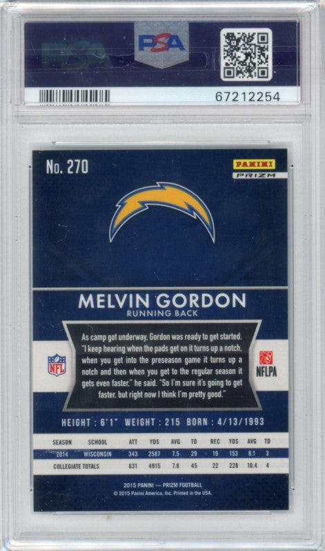2015 Prizm Melvin Gordon Rookie Silver Prizm No 270 PSA 9 254
