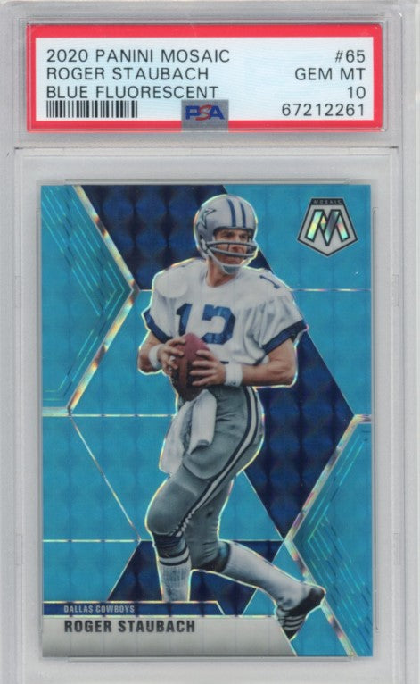 2020 Mosaic Roger Staubach Blue Fluorescent 1/15 Psa 10