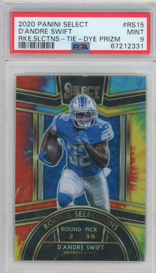2020 Select Dandre Swift Rookie Selections Tie-dye Prizm 21/25 Psa 9