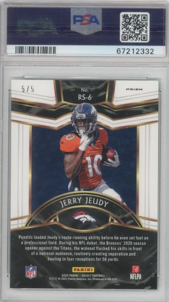 2020 Select Jerry Jeudy Rookie Selections Green Prizm 5/5 PSA 9
