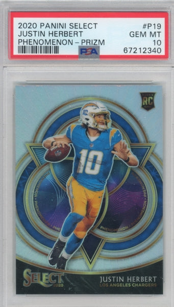 2020 Select Justin Herbert Rookie Phenomenon Silver Prizm No 19 PSA 10 340
