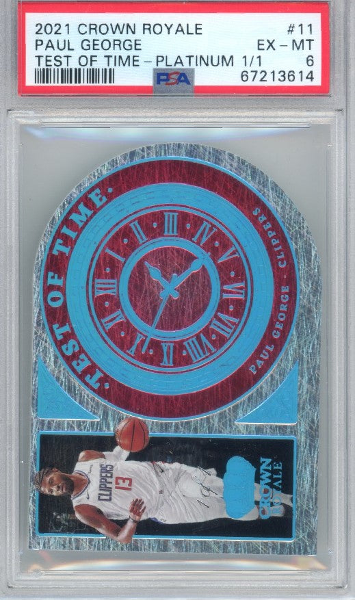 2021-22 Crown Royale Paul George Test Of Time Platinum 1/1 PSA 6