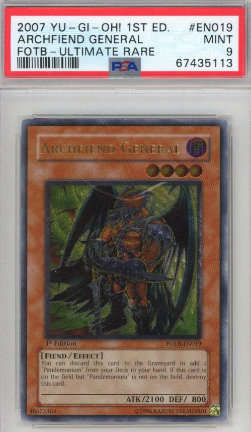 PSA 9 Archfiend General - FOTB-EN019 - Ultimate Rare 1st Edition 113