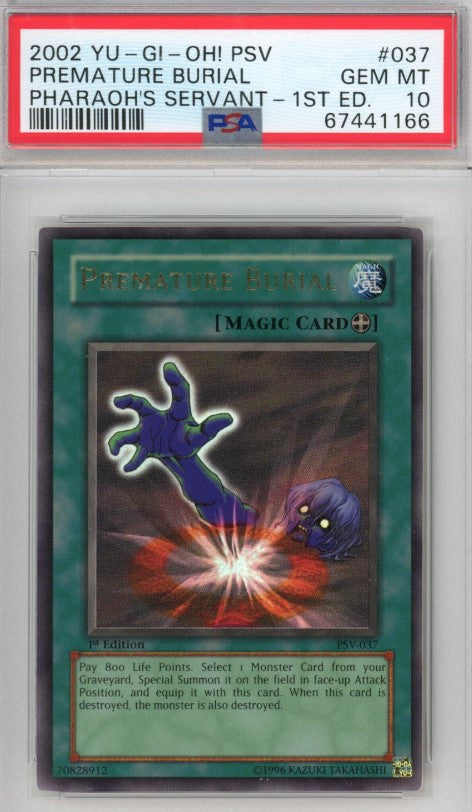 PSA 10 Premature Burial - PSV-037 - Ultra Rare Pharaoh's Servant 1st Edition 166