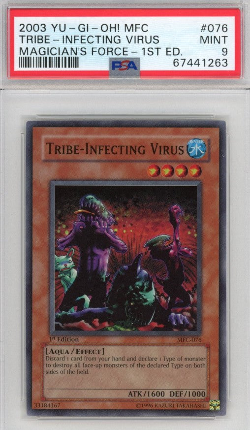 PSA 9 Tribe-Infecting Virus - MFC-076 - Super Rare Magician's Force 1st Ed. 263