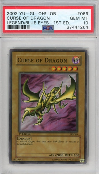 PSA 10 Curse Of Dragon - LOB-066 - Super Rare 1st Edition NA Print Wav Cherry Collectables PSA 10 Curse Of Dragon - LOB-066 - Super Rare 1st Edition NA Print Wav Cherry Collectables
