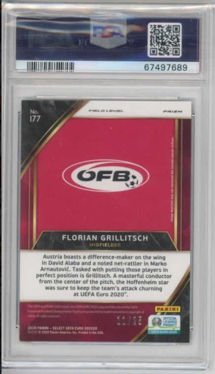 2020 Select Uefa Euro Florian Grillitsch Field Rookie Tie-dye Prizm 11/25 PSA 9