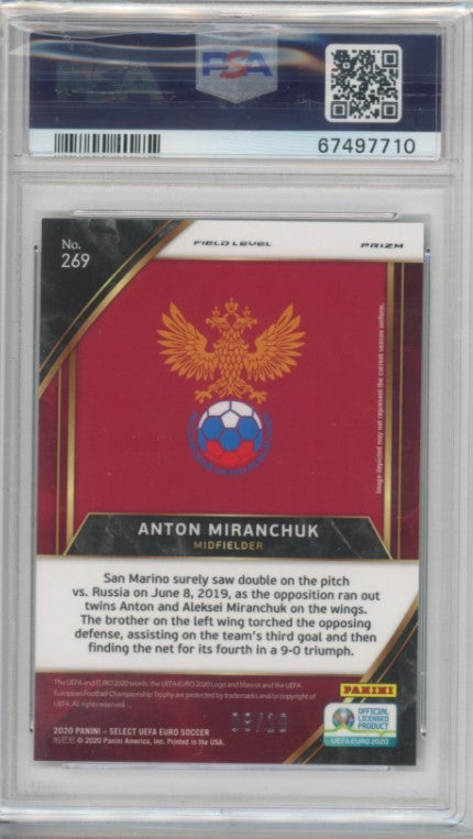 2020 Select Uefa Euro Anton Miranchuk Field Level Rookie Gold Prizm 8/10 PSA 9
