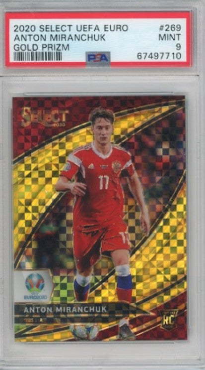 2020 Select Uefa Euro Anton Miranchuk Field Level Rookie Gold Prizm 8/10 PSA 9