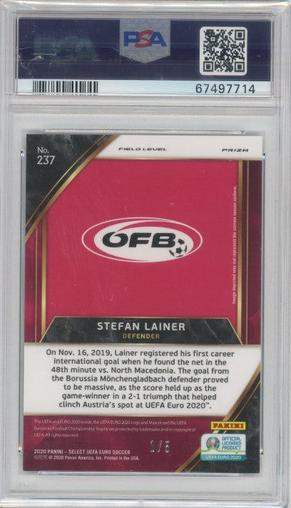 2020 Select Uefa Euro Stefan Lainer Field Level Rookie Green Prizm 1/5 PSA 9