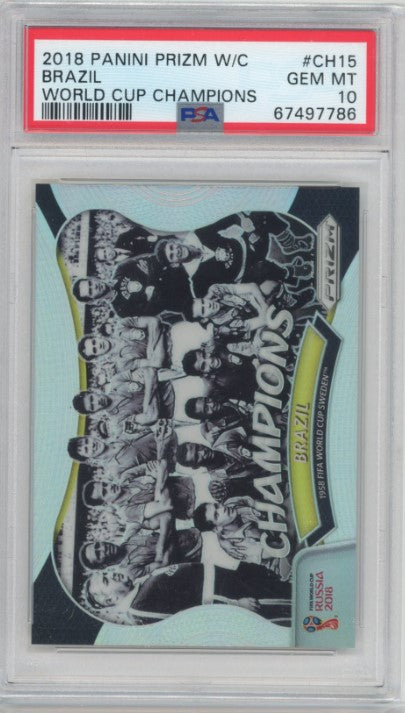 2018 Prizm World Cup Russia Brazil 1958 World Champions Silver No 15 PSA 10 786