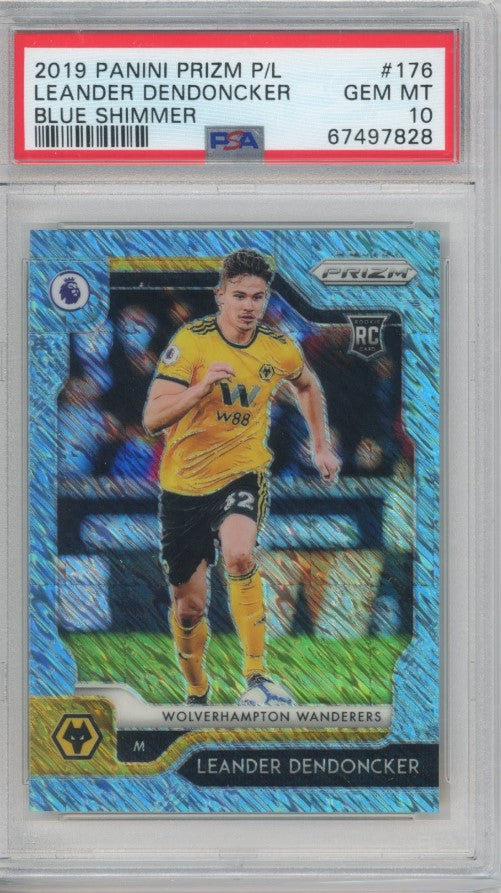 2019-20 Prizm Epl Leander Dendoncker Rookie Blue Shimmer 4/8 Psa 10