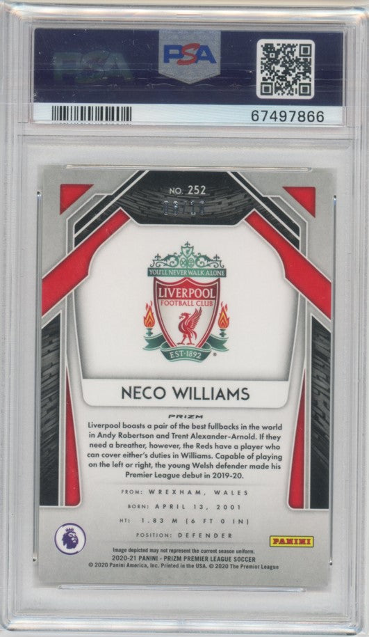 2020-21 Prizm Epl Neco Williams Rookie Gold Wave 6/10 PSA 9