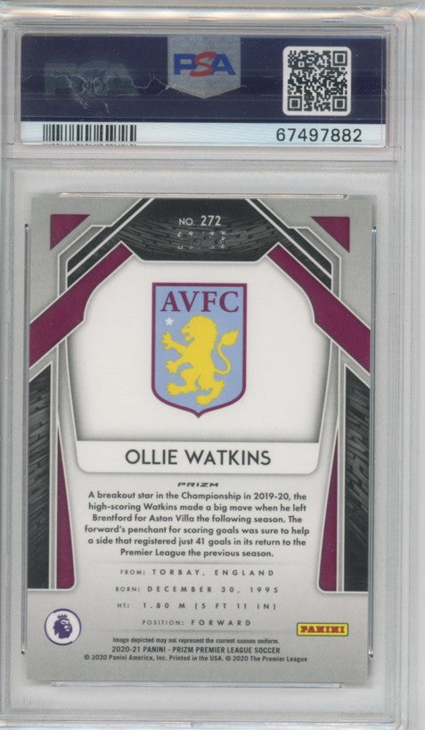 2020-21 Prizm Epl Ollie Watkins Rookie Breakaway Bronze 10/25 Psa 8