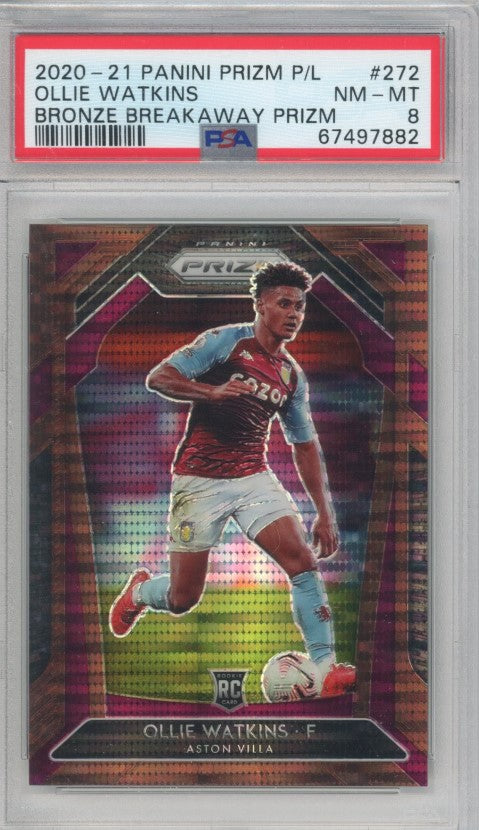 2020-21 Prizm Epl Ollie Watkins Rookie Breakaway Bronze 10/25 Psa 8