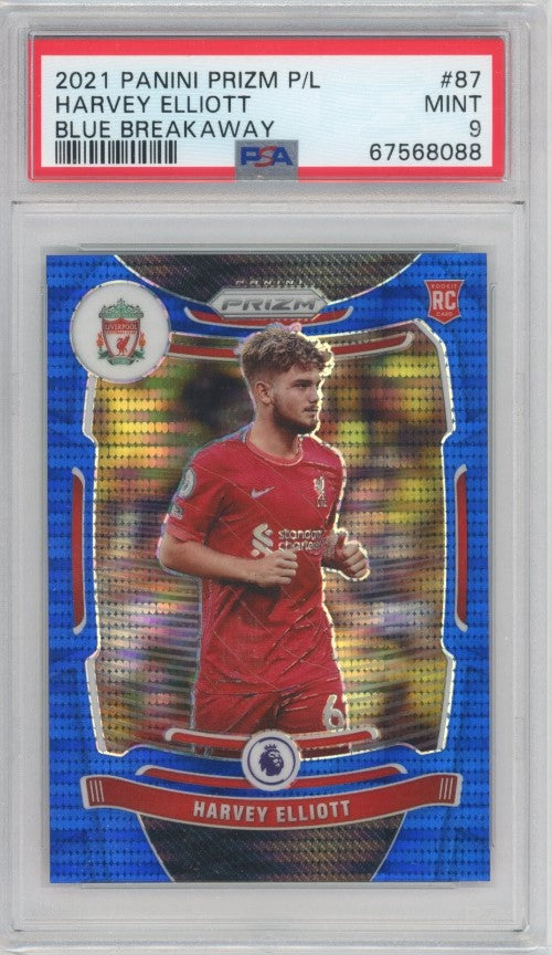 2021-22 Prizm Epl Harvey Elliott Breakaway Rookie Blue 181/199 PSA 9