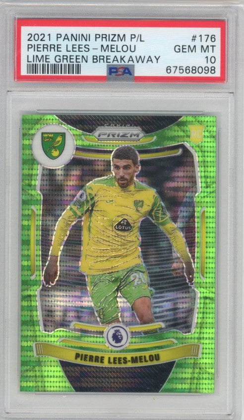 2021-22 Prizm Epl Pierre Lees-melou Breakaway Rookie Lime Green 1/5 Psa 10