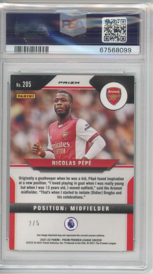 2021-22 Prizm Epl Nicolas Pepe Breakaway Lime Green 2/5 PSA 9