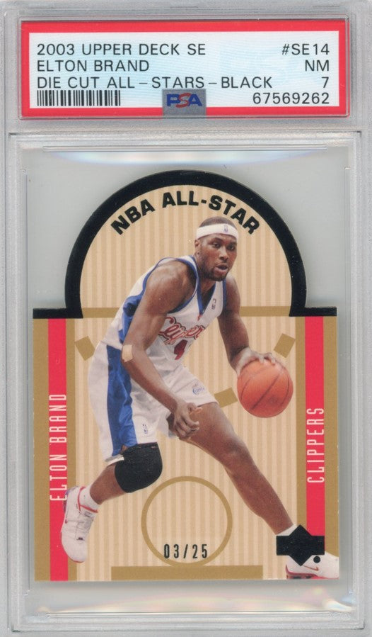2003 Upper Deck Se Elton Brand Die Cut All-stars Black 3/25 PSA 7