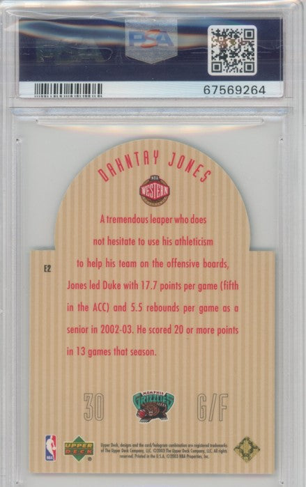 2003 Upper Deck Dahntay Jones Future All-star Die Cut Black 12/25 PSA 9