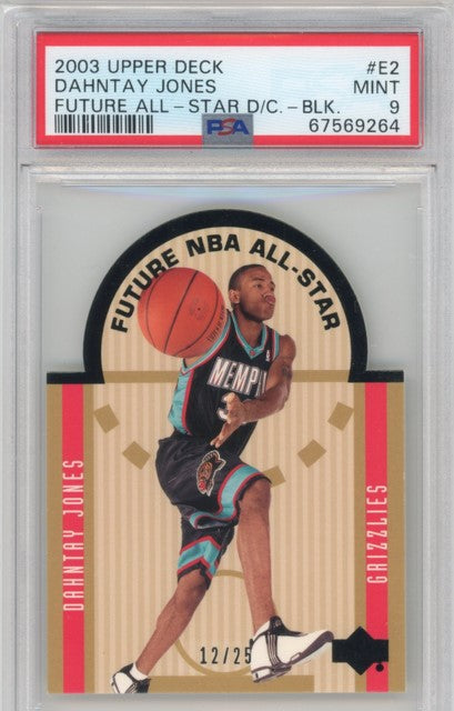 2003 Upper Deck Dahntay Jones Future All-star Die Cut Black 12/25 PSA 9