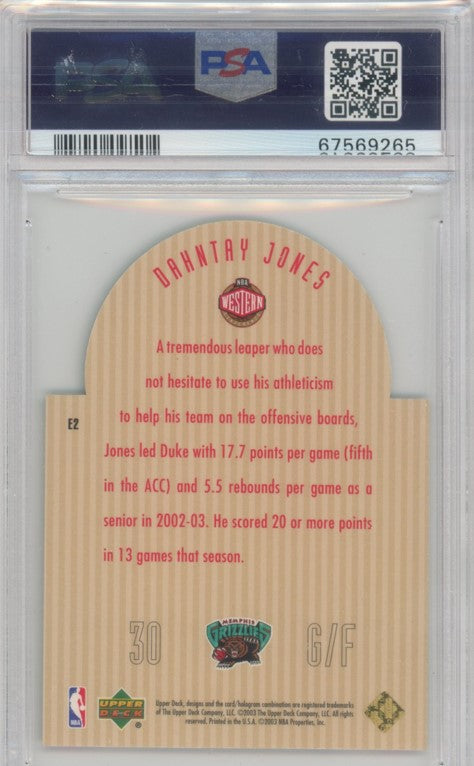 2003 Upper Deck Dahntay Jones Future All-star Die Cut Black 11/25 Psa 9