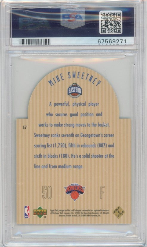 2003 Upper Deck Mike Sweetney Future All-star Die Cut Black 3/25 PSA 8