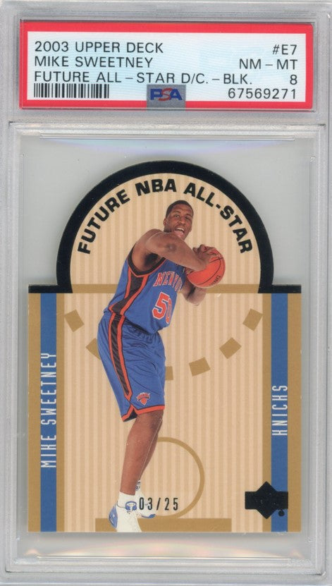 2003 Upper Deck Mike Sweetney Future All-star Die Cut Black 3/25 PSA 8