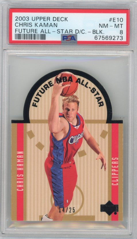 2003 Upper Deck Chris Kaman Future All-star Die Cut Black 14/25 PSA 8
