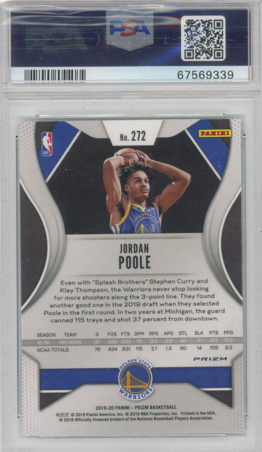 2019-20 Prizm Jordan Poole Silver Prizm Rookie No 272 PSA 9 339