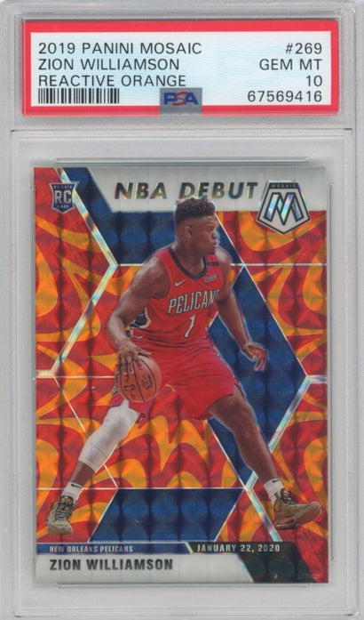 2019-20 Mosaic Zion Williamson Reactive Orange Rookie No 269 Psa 10 416