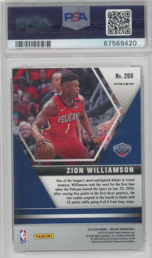 2019-20 Mosaic Zion Williamson Reactive Blue Rookie No 269 Psa 10 420