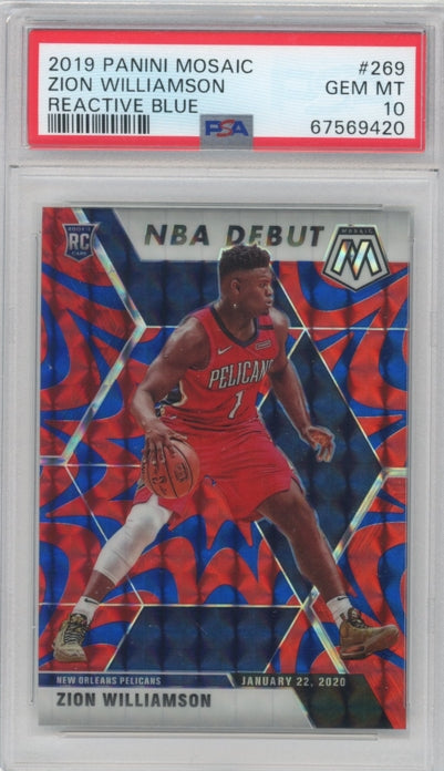 2019-20 Mosaic Zion Williamson Reactive Blue Rookie No 269 Psa 10 420