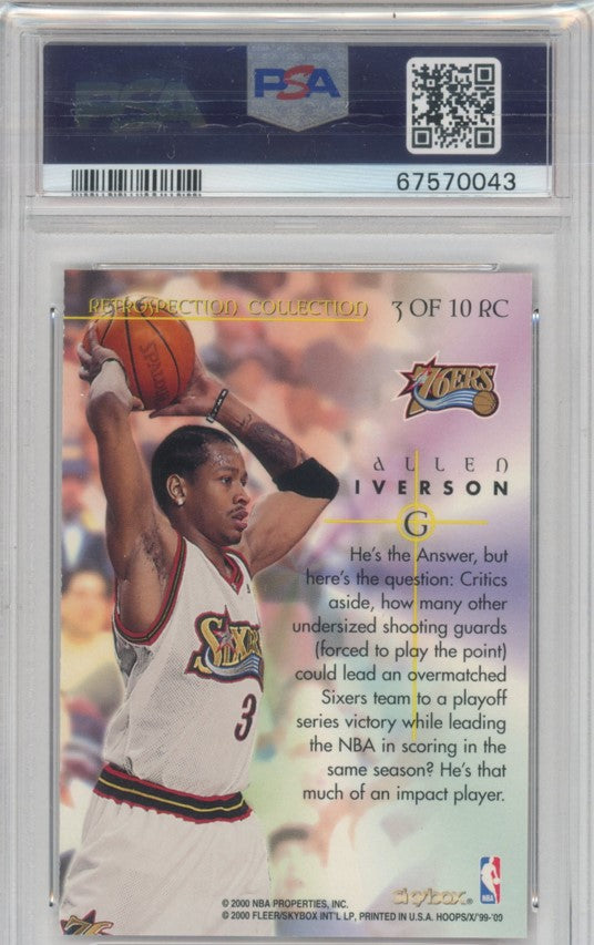 1999 Hoops Decade X Allen Iverson Retrospection Collection No 3 PSA 8 043