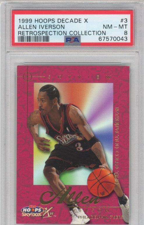 1999 Hoops Decade X Allen Iverson Retrospection Collection No 3 PSA 8 043