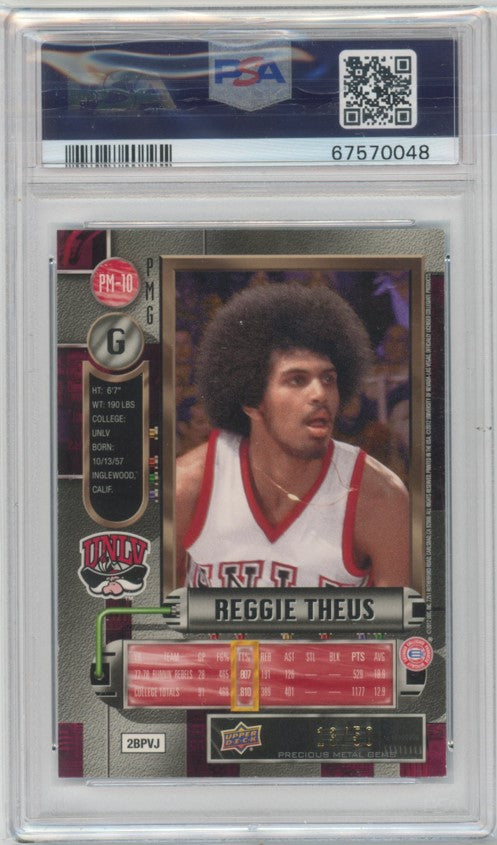 2011 Fleer Retro Reggie Theus Precious Metal Gems Blue 13/50 PSA 7