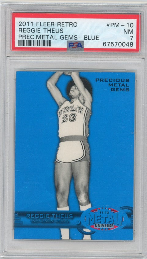 2011 Fleer Retro Reggie Theus Precious Metal Gems Blue 13/50 PSA 7