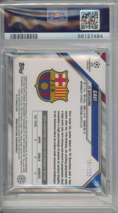 2021-22 Topps Chrome Uefa Ucl Gavi Rookie Night Vision 191/225 Psa 10