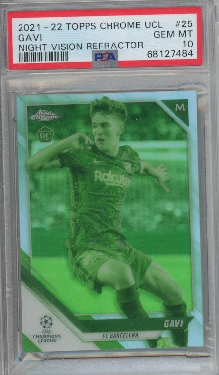 2021-22 Topps Chrome Uefa Ucl Gavi Rookie Night Vision 191/225 Psa 10