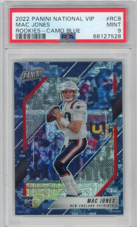 2022 The National Vip Mac Jones Rookie Camo Blue 10/15 Psa 9