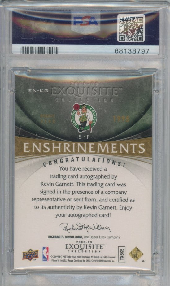 2008 Ud Exquisite Collection Kevin Garnett Enshrinements Auto 5/25 Psa 9