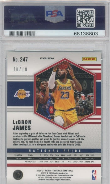 2020-21 Mosaic Lebron James National Pride Green Swirl 10/10 Psa 9