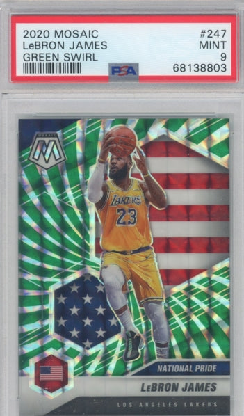 2020-21 Mosaic Lebron James National Pride Green Swirl 10/10 Psa 9