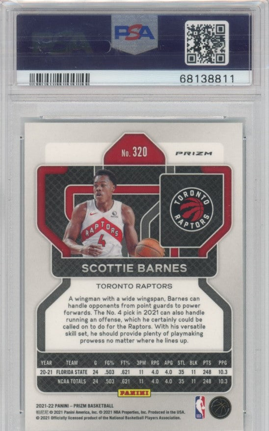 2021-22 Prizm Scottie Barnes Rookie Silver Prizm No 320 PSA 9 811