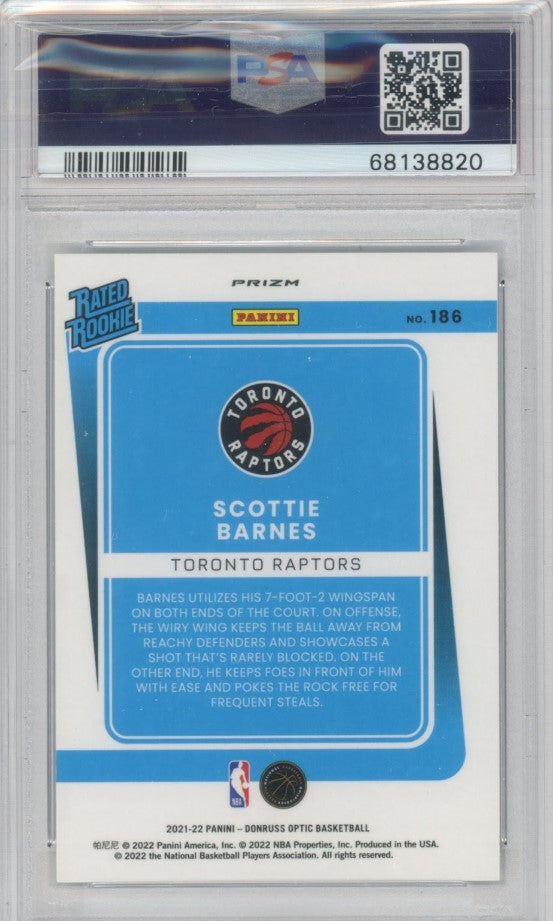 2021-22 Donruss Optic Scottie Barnes Holo Silver Rookie No 186 Psa 9 820