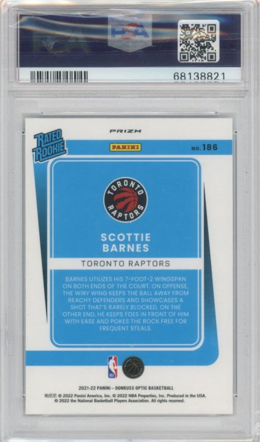 2021-22 Donruss Optic Scottie Barnes Holo Silver Rookie No 186 PSA 9 821