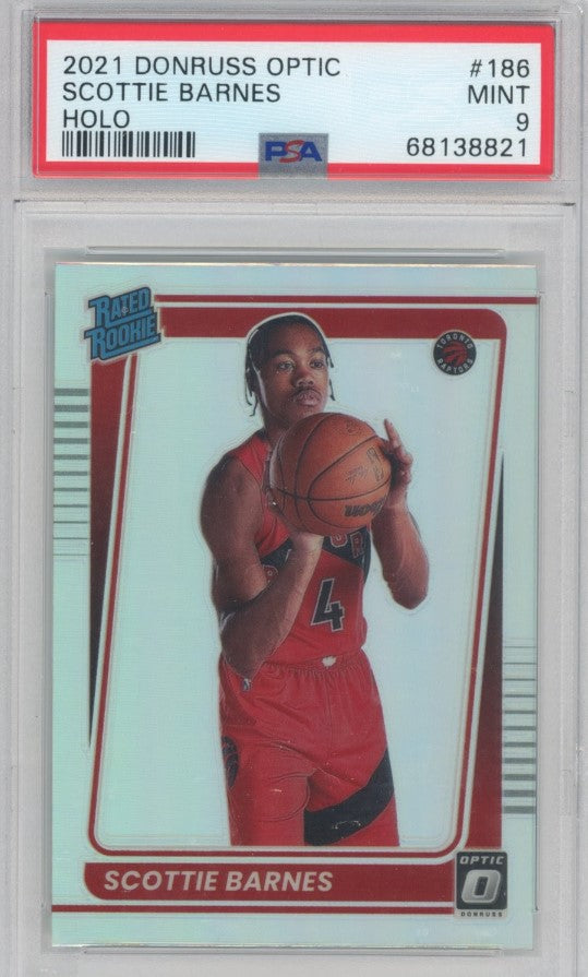 2021-22 Donruss Optic Scottie Barnes Holo Silver Rookie No 186 PSA 9 821