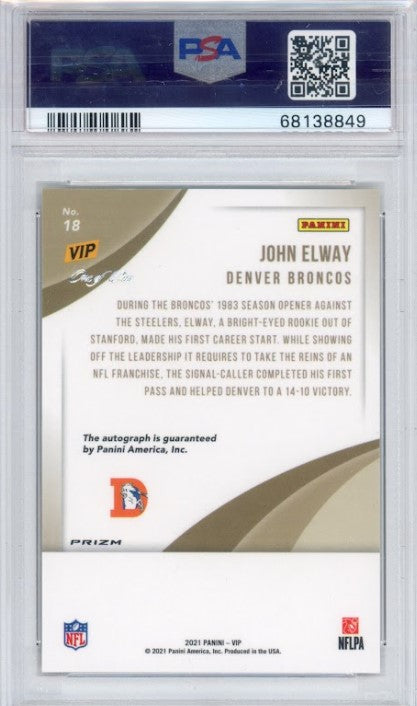 2022 The National Vip John Elway Auto Tiger Stripes 1/1 PSA 9